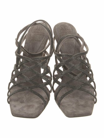 Brunello Cucinelli Monili Suede Sandals