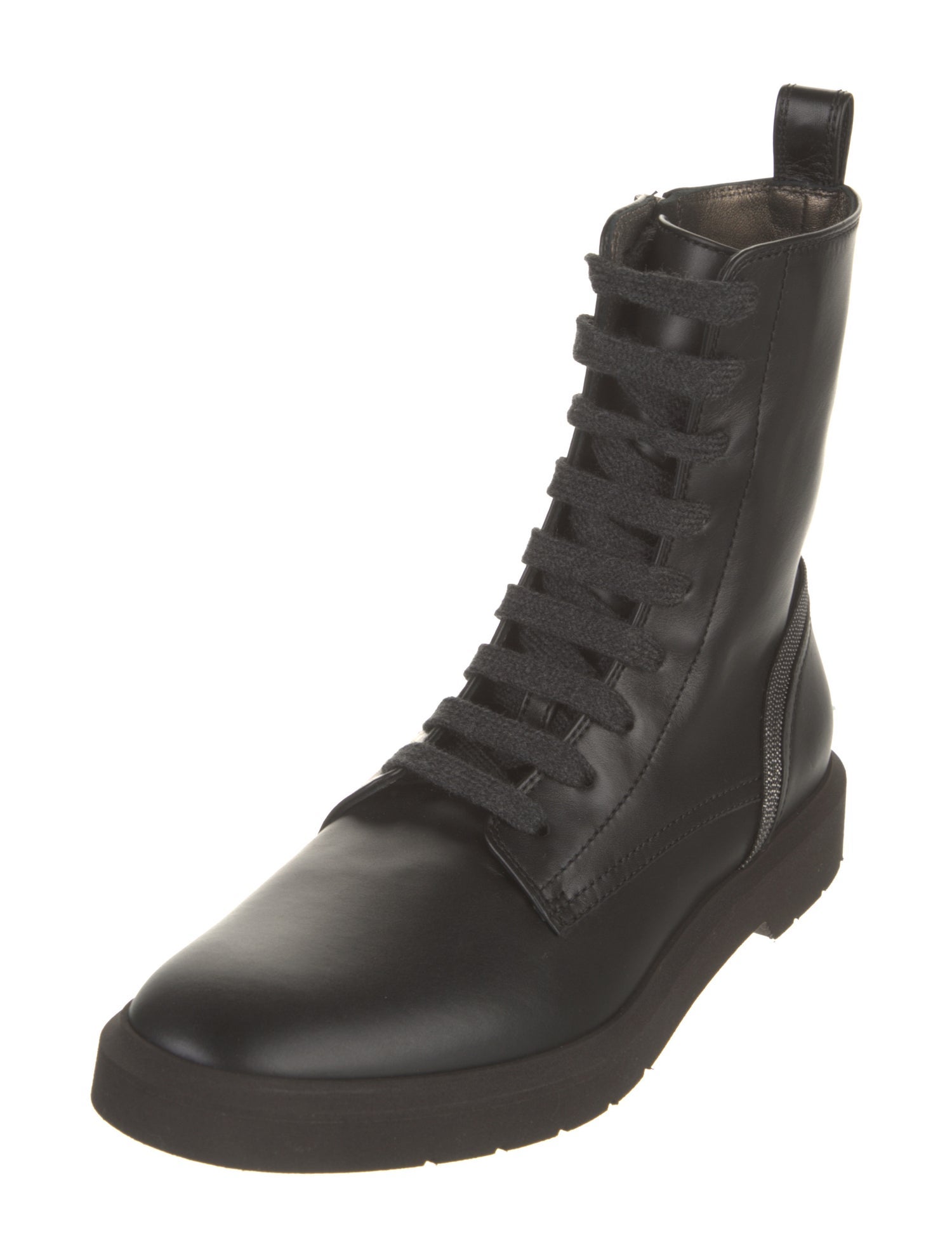 Brunello Cucinelli Monili Leather Combat Boots