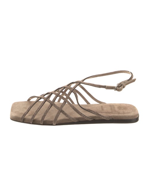 Brunello Cucinelli Monili Suede Slingback Sandals