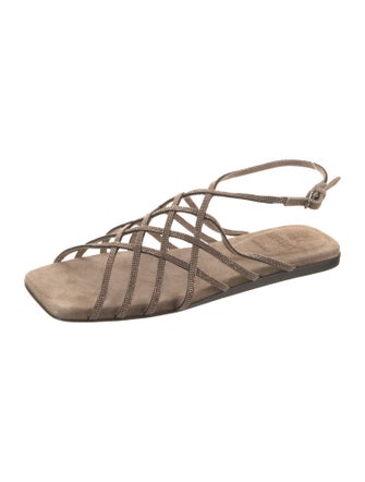 Brunello Cucinelli Monili Suede Slingback Sandals