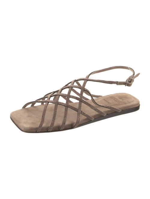 Brunello Cucinelli Monili Suede Slingback Sandals