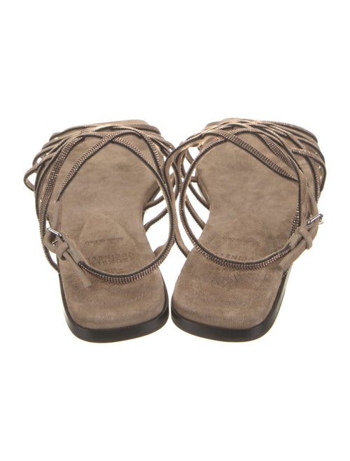 Brunello Cucinelli Monili Suede Slingback Sandals