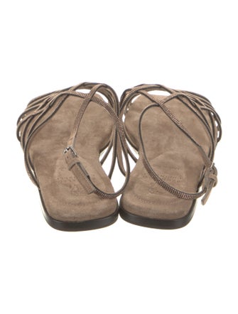 Brunello Cucinelli Monili Suede Sandals