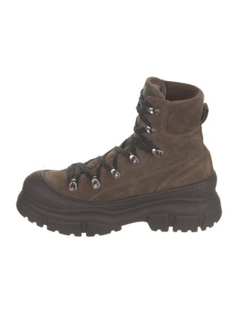 Brunello Cucinelli Suede Printed Combat Boots