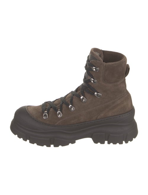 Brunello Cucinelli Suede Printed Combat Boots