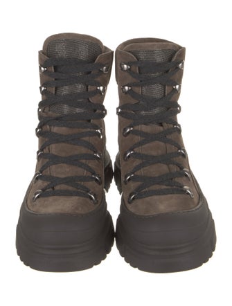 Brunello Cucinelli Suede Printed Combat Boots