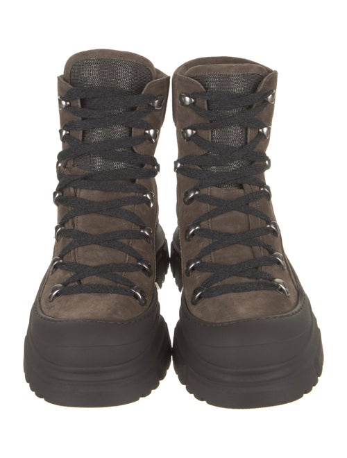 Brunello Cucinelli Suede Printed Combat Boots