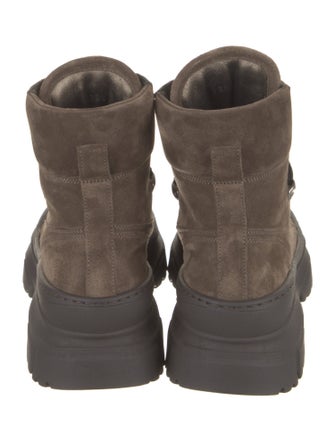 Brunello Cucinelli Suede Printed Combat Boots