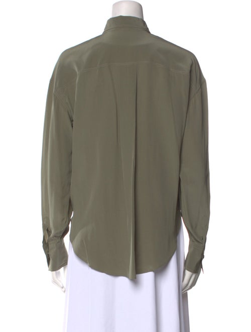 Brunello Cucinelli Silk Long Sleeve Button-Up Top