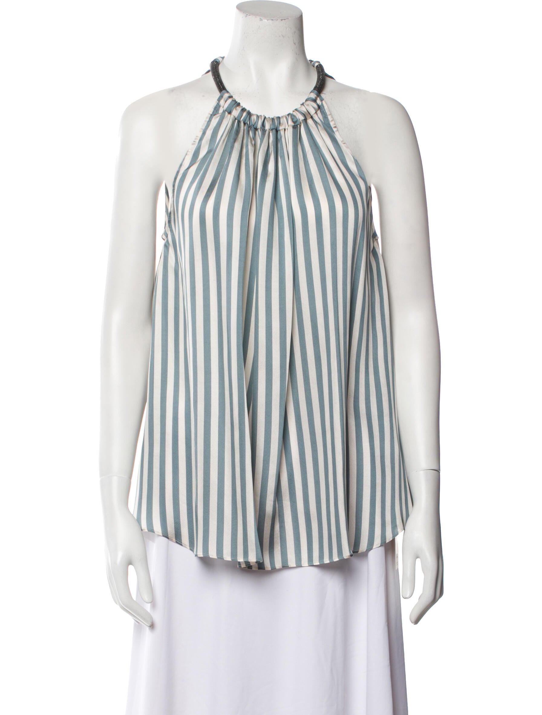 Brunello Cucinelli Striped Scoop Neck Blouse
