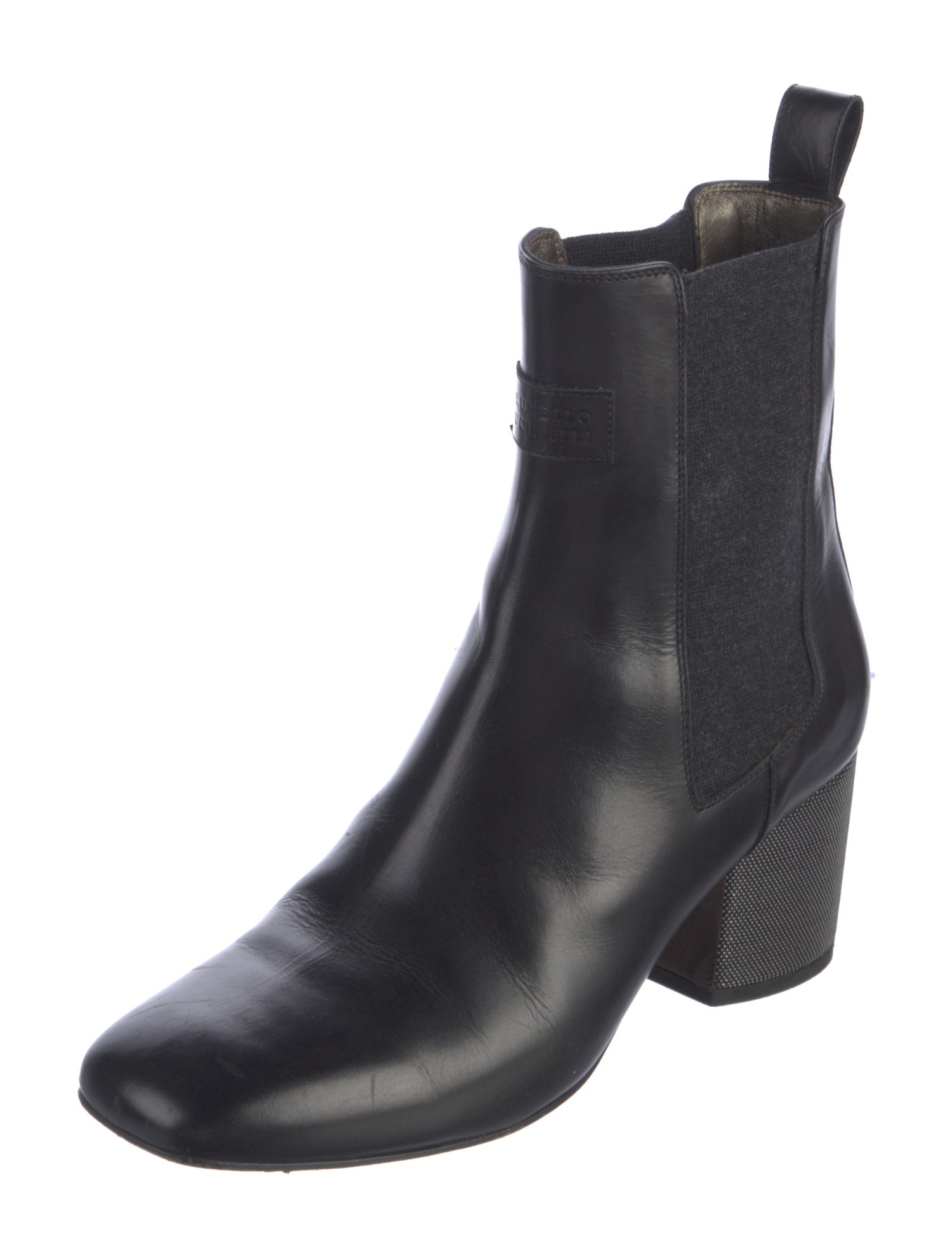 Brunello Cucinelli Leather Beaded Accents Chelsea Boots