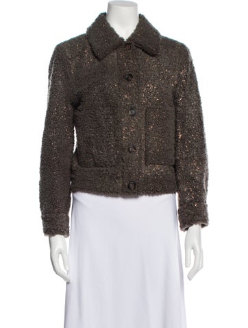 Brunello Cucinelli Jackets Leather Tweed Pattern Biker Jacket Us4, It40 | S