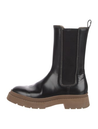 Brunello Cucinelli Patent Leather Beaded Accents Chelsea Boots
