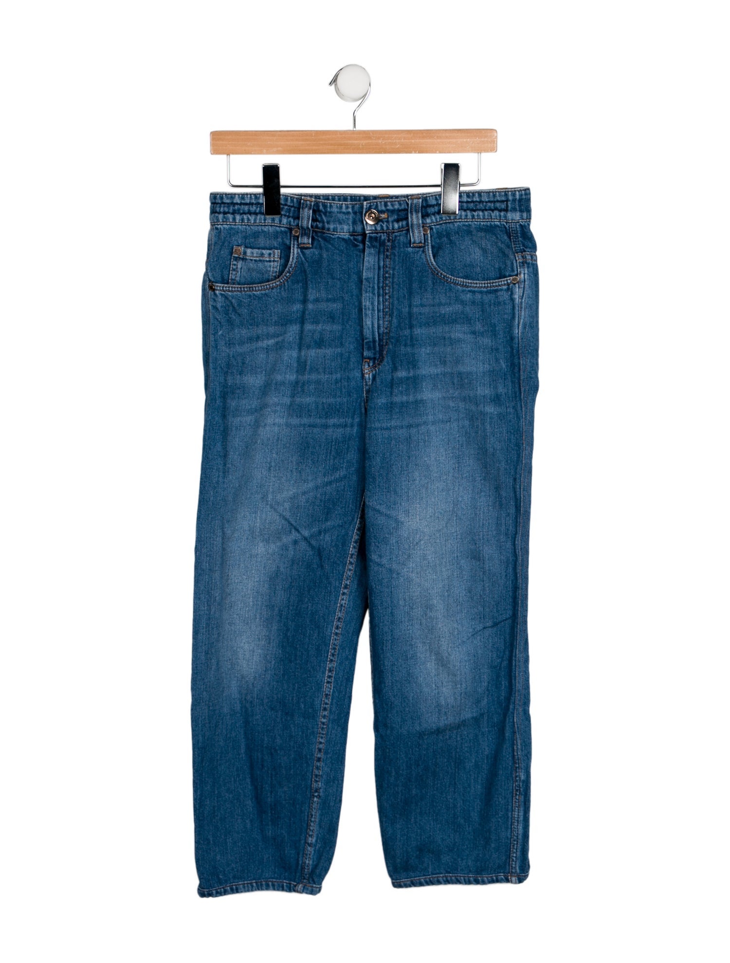 Brunello Cucinelli High-Rise Straight Leg Jeans - Blue
