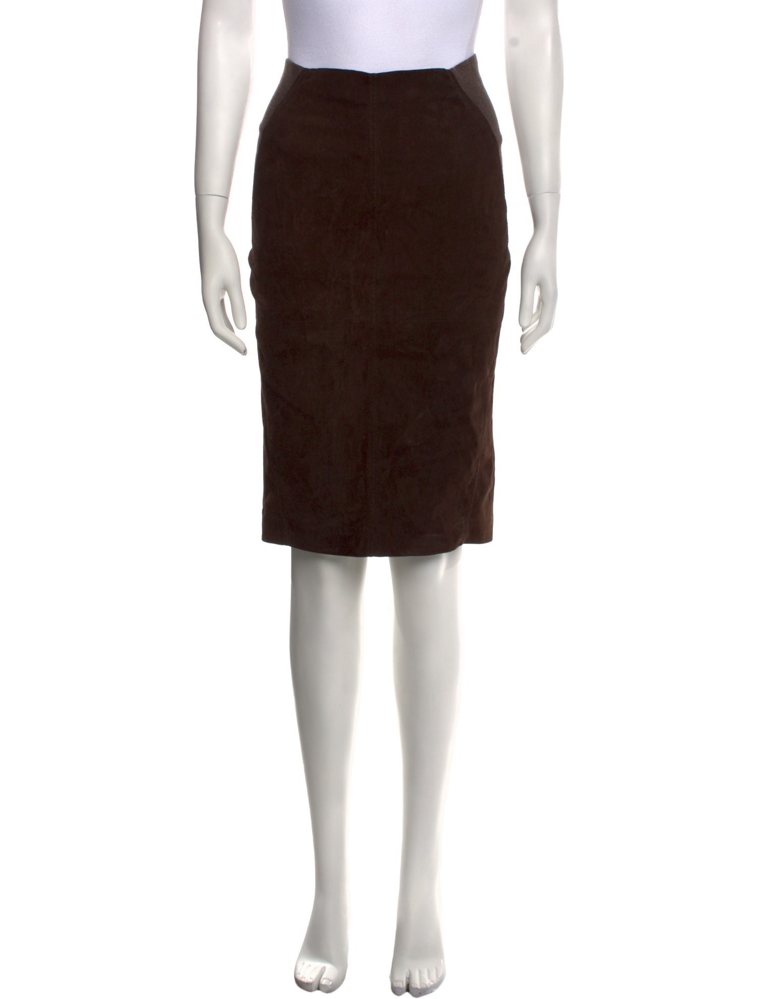 Brunello Cucinelli Leather Knee-Length Skirt