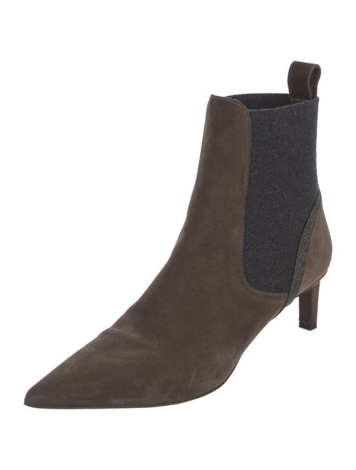 Brunello Cucinelli Suede Beaded Accents Chelsea Boots