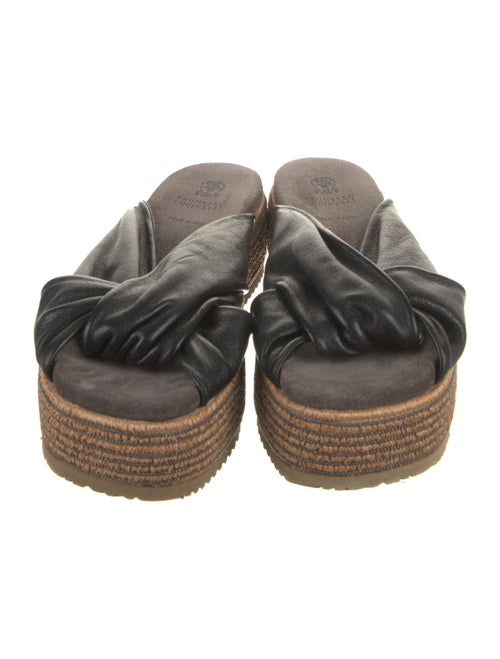 Brunello Cucinelli Leather Beaded Accents Espadrilles