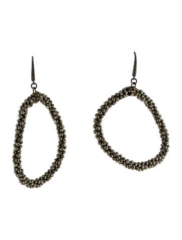 Brunello Cucinelli Hoop Pyrite Tubular Monili Earrings