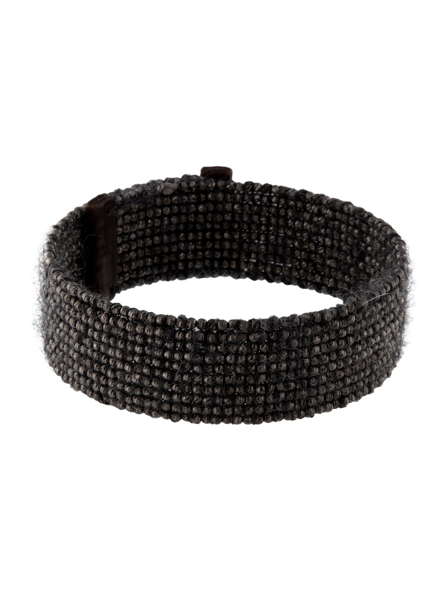 Brunello Cucinelli Beaded Leather & Mohair Choker Necklace