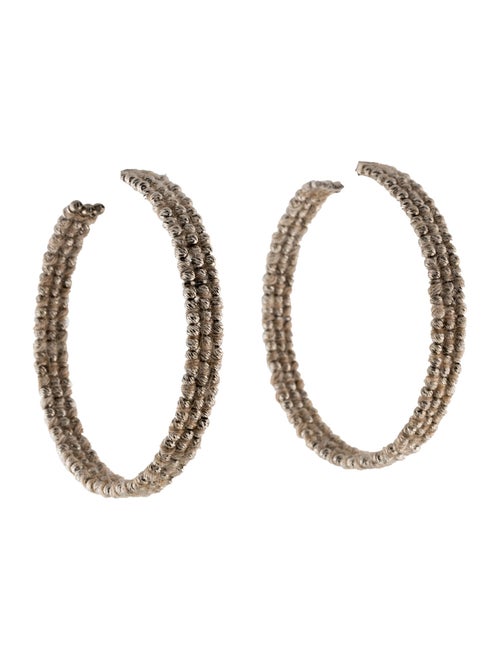 Brunello Cucinelli Fur & Beaded Hoop Earrings
