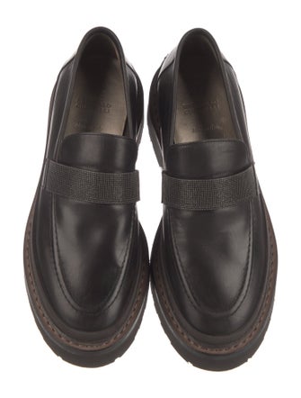 Brunello Cucinelli Leather Beaded Accents Loafers
