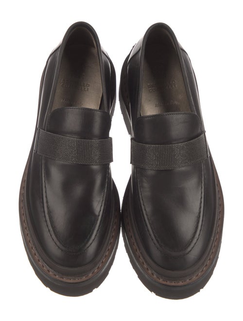 Brunello Cucinelli Leather Beaded Accents Loafers