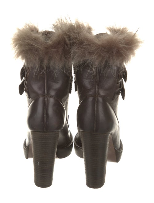 Brunello Cucinelli Leather Fur Trim Lace-Up Boots