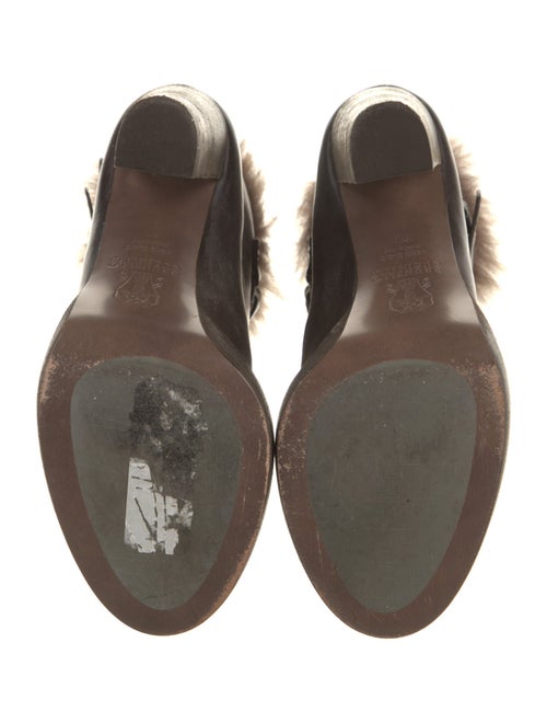 Brunello Cucinelli Leather Fur Trim Lace-Up Boots