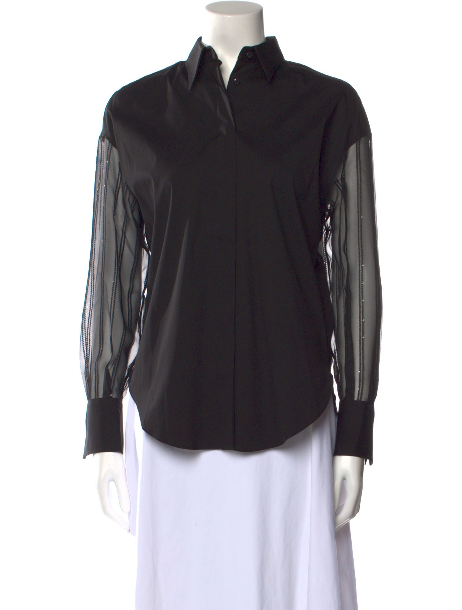 Brunello Cucinelli Long Sleeve Button-Up Top
