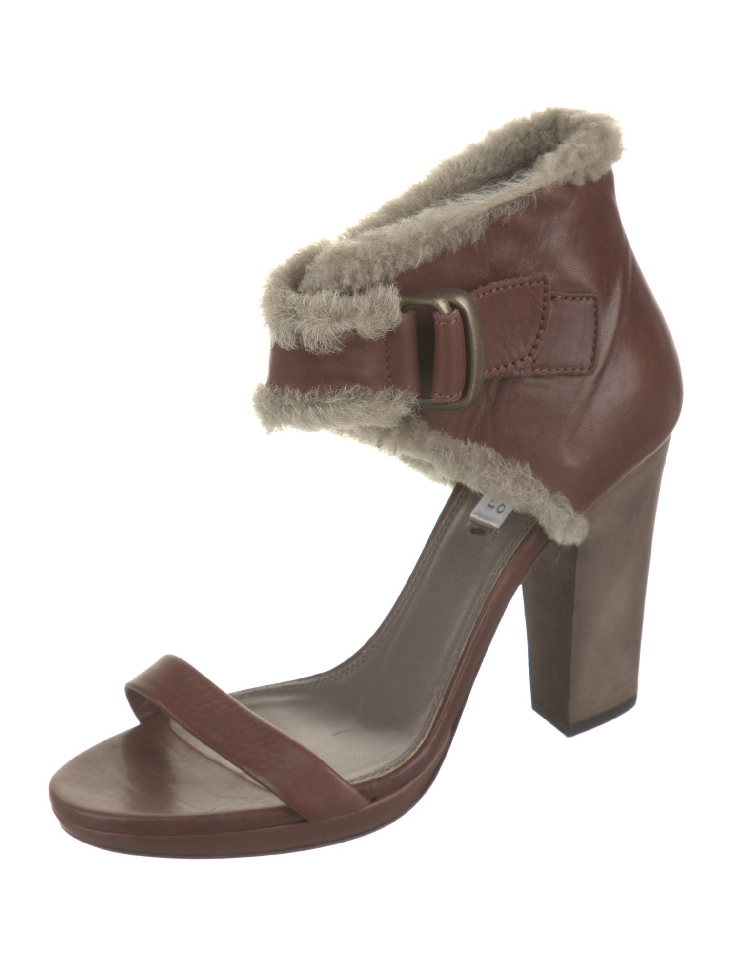 Brunello Cucinelli Leather Fur Trim Sandals