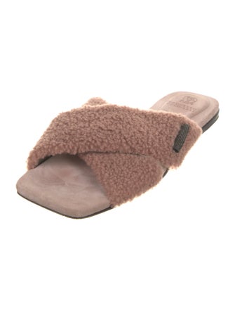 Brunello Cucinelli Monili Shearling Slides
