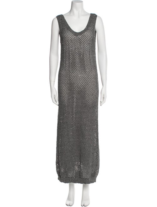 Brunello Cucinelli Polka Dot Print Long Dress