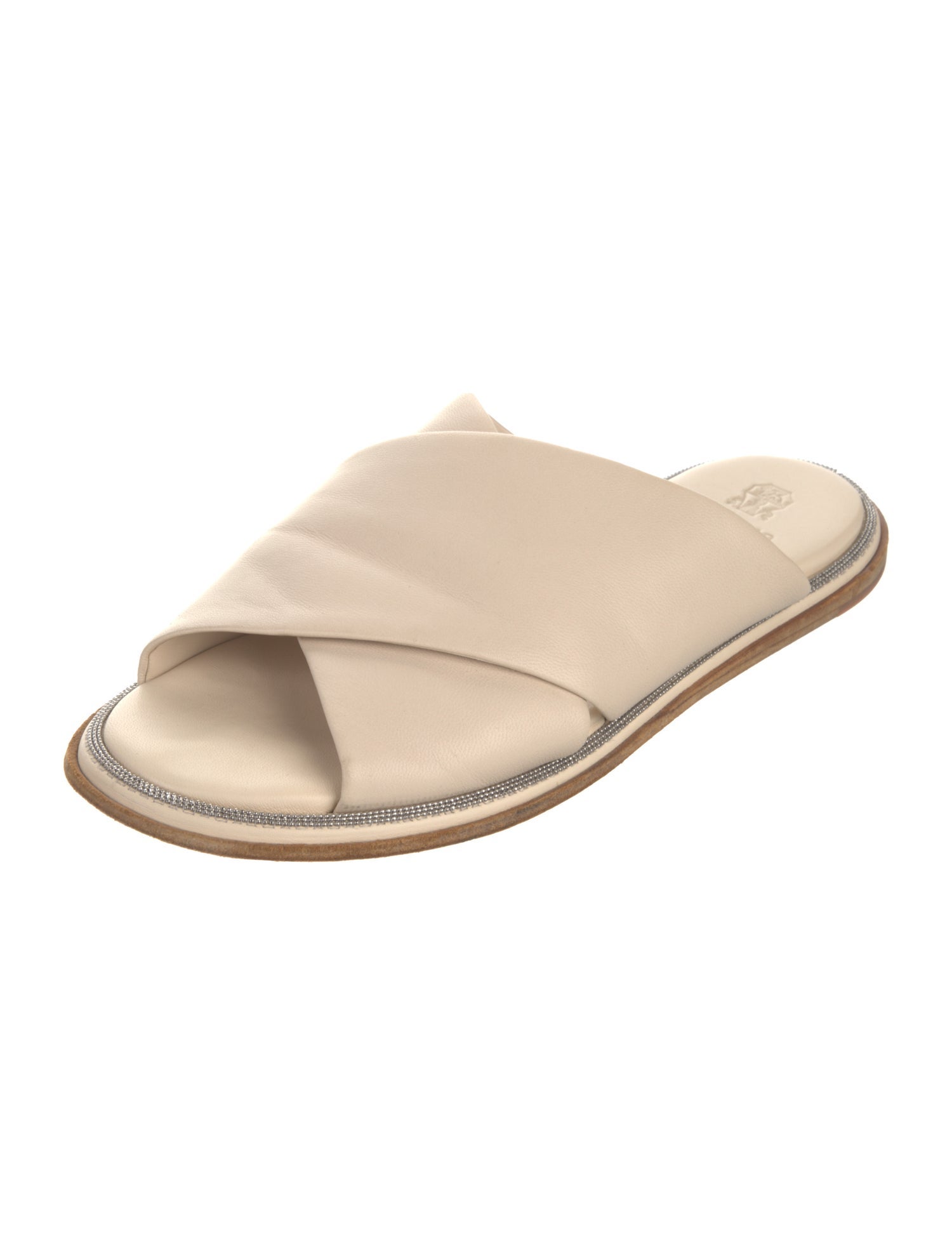 Brunello Cucinelli Monili Leather Slides