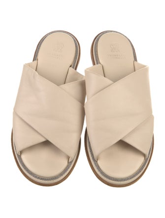 Brunello Cucinelli Monili Leather Slides