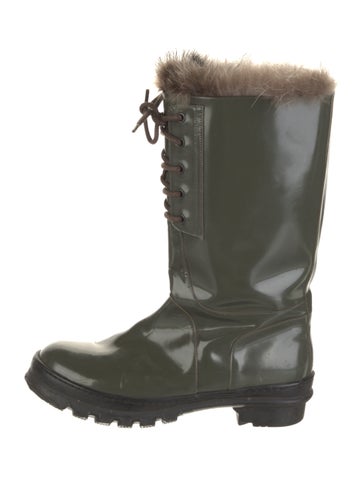 Brunello Cucinelli Boots Rubber Fur Trim Rain 9