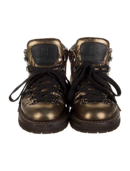 Brunello Cucinelli Leather Printed Combat Boots
