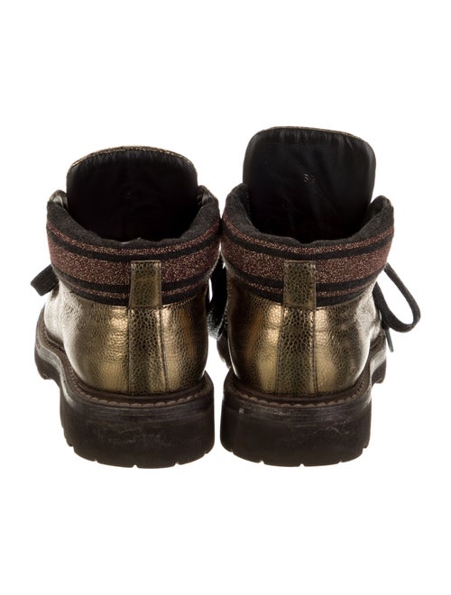 Brunello Cucinelli Leather Printed Combat Boots