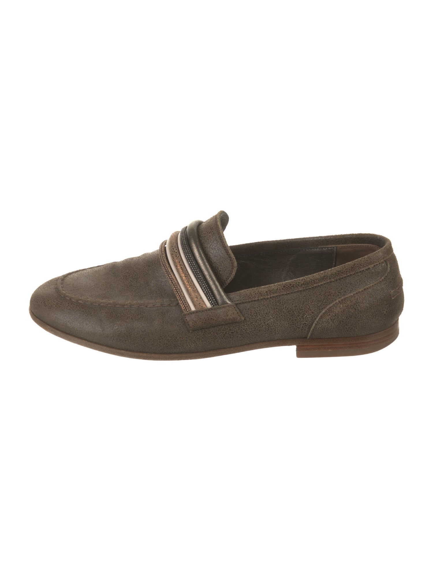 Brunello Cucinelli Monili Leather Loafers