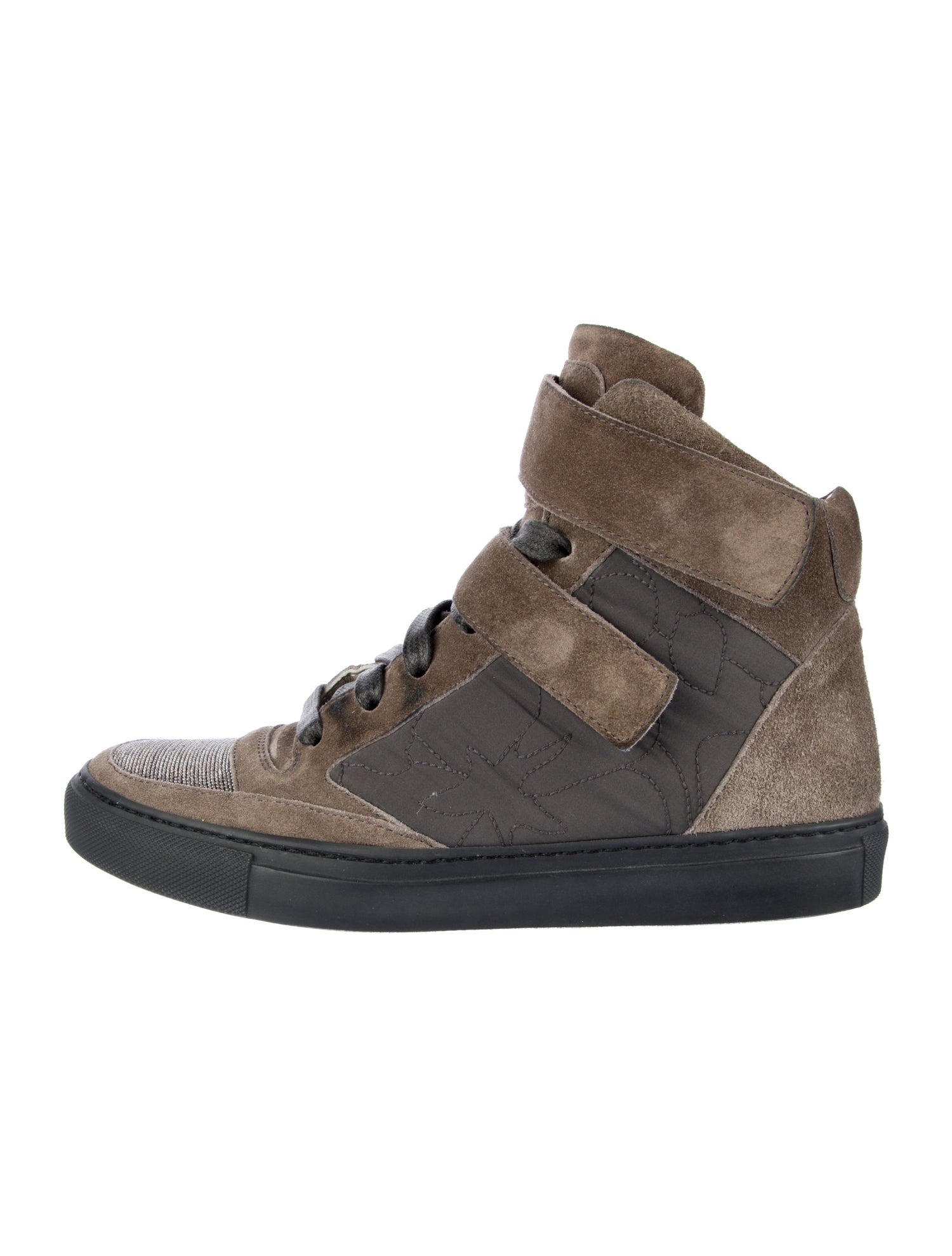 Brunello Cucinelli Suede Colorblock Pattern Sneakers