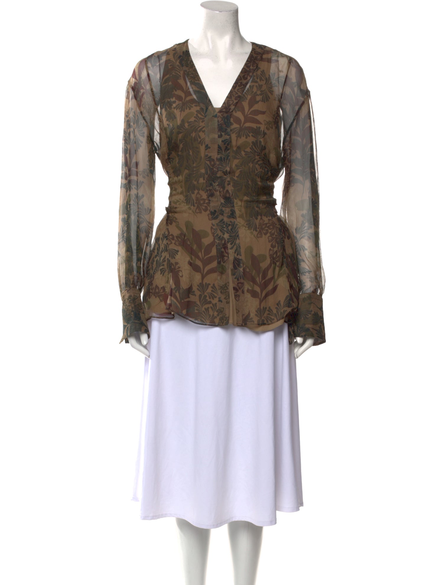 Brunello Cucinelli Printed V-Neck Blouse