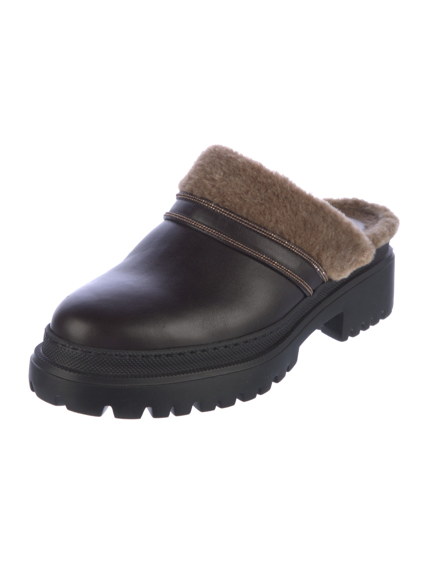 Brunello Cucinelli Monili Leather Mules