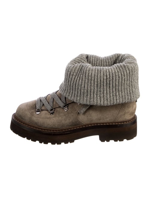 Brunello Cucinelli Monili Suede Combat Boots