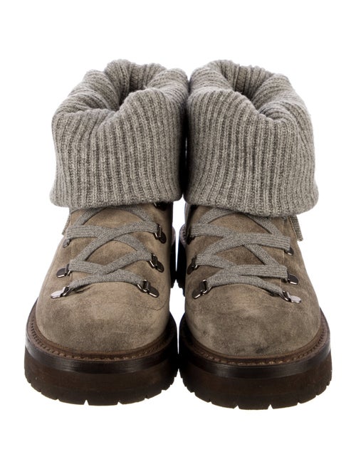 Brunello Cucinelli Monili Suede Combat Boots