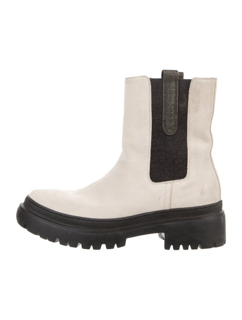 Brunello Cucinelli Suede Beaded Accents Chelsea Boots