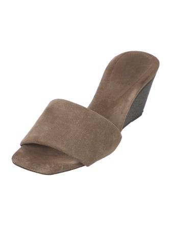 Brunello Cucinelli Monili Suede Slides