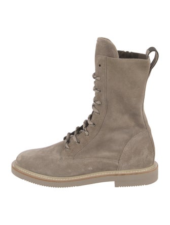 Brunello Cucinelli Suede Beaded Accents Combat Boots