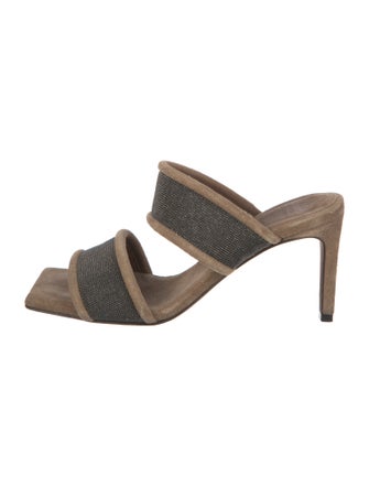 Brunello Cucinelli Monili Suede Slides