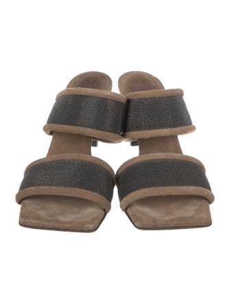 Brunello Cucinelli Monili Suede Slides