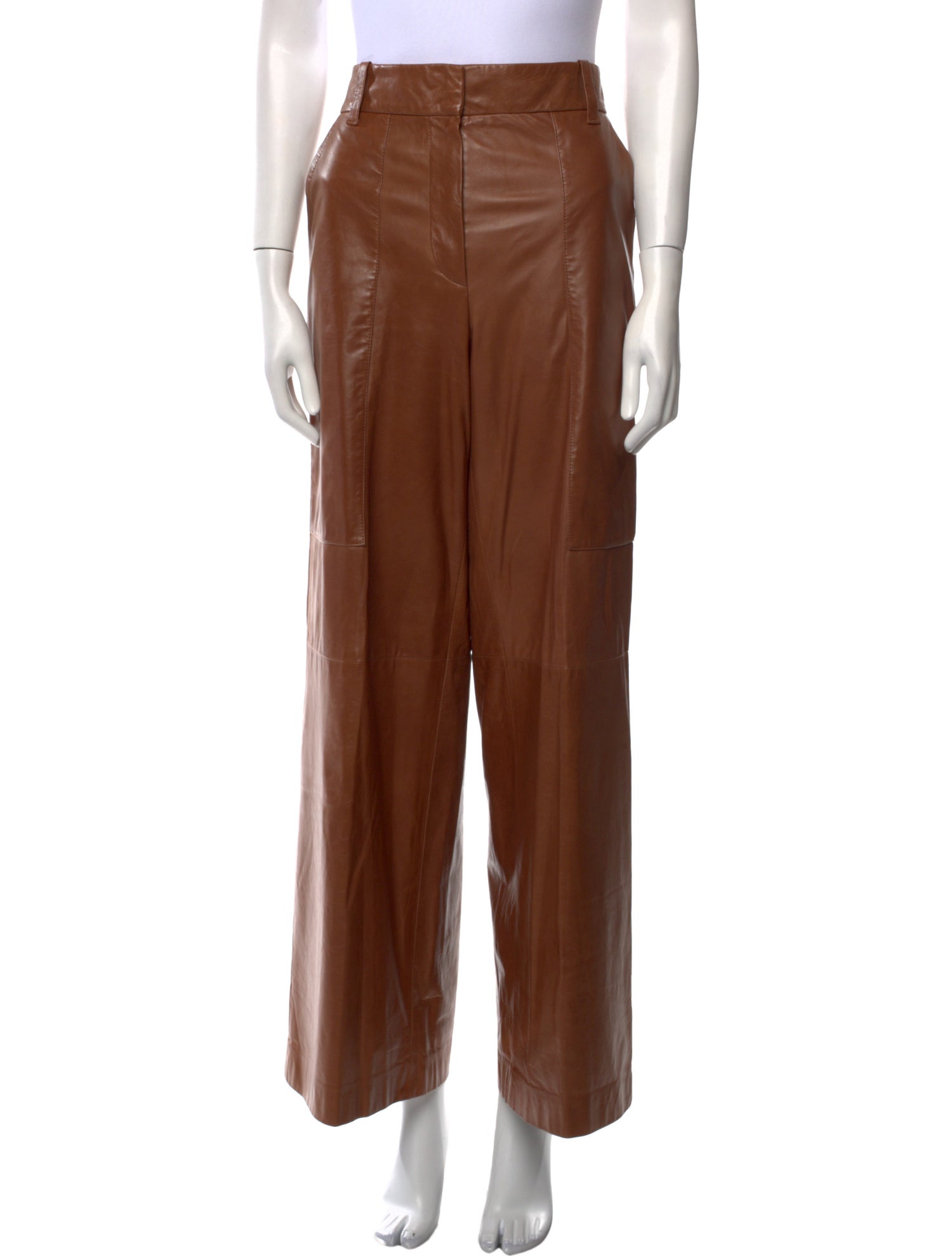 Brunello Cucinelli Leather Wide Leg Pants