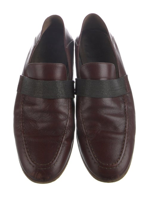 Brunello Cucinelli Leather Beaded Accents Loafers